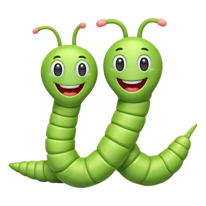 3D 4 smiling worms Good Morning sticker