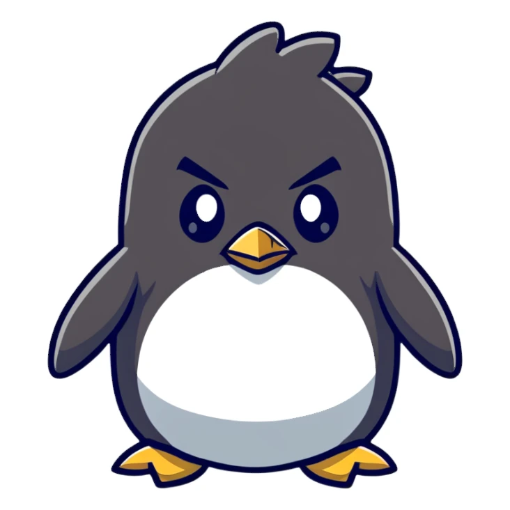 angry penguin cartoonish sticker sticker