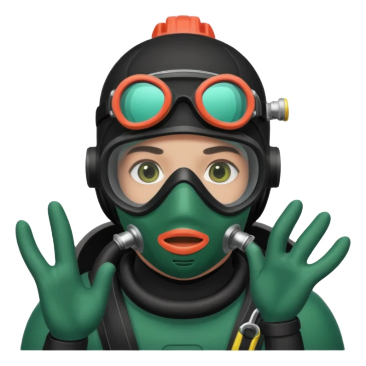 Diver + green mask,Coral Diver. sticker