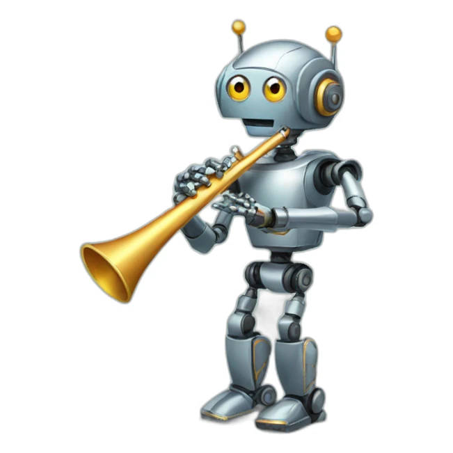 robot with party flute sticker