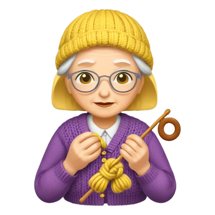 knitting grandma yellow sticker