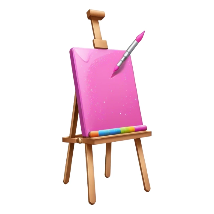 Pink paint easel with glitter  sticker