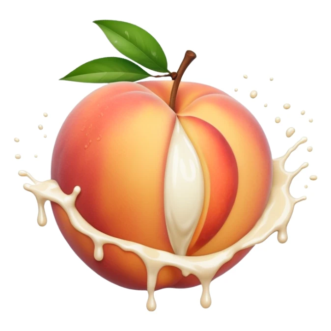 Peach with an opening with milk splatters sticker