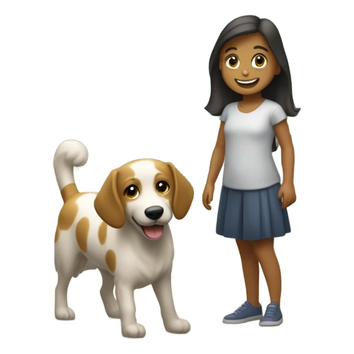 Una niña con un perro sticker