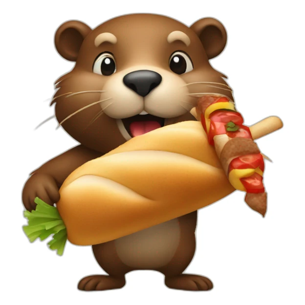 a beaver eating a kebab sticker