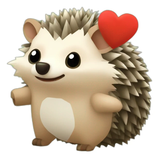 Hedgehog with a heart in Minecraft style sticker