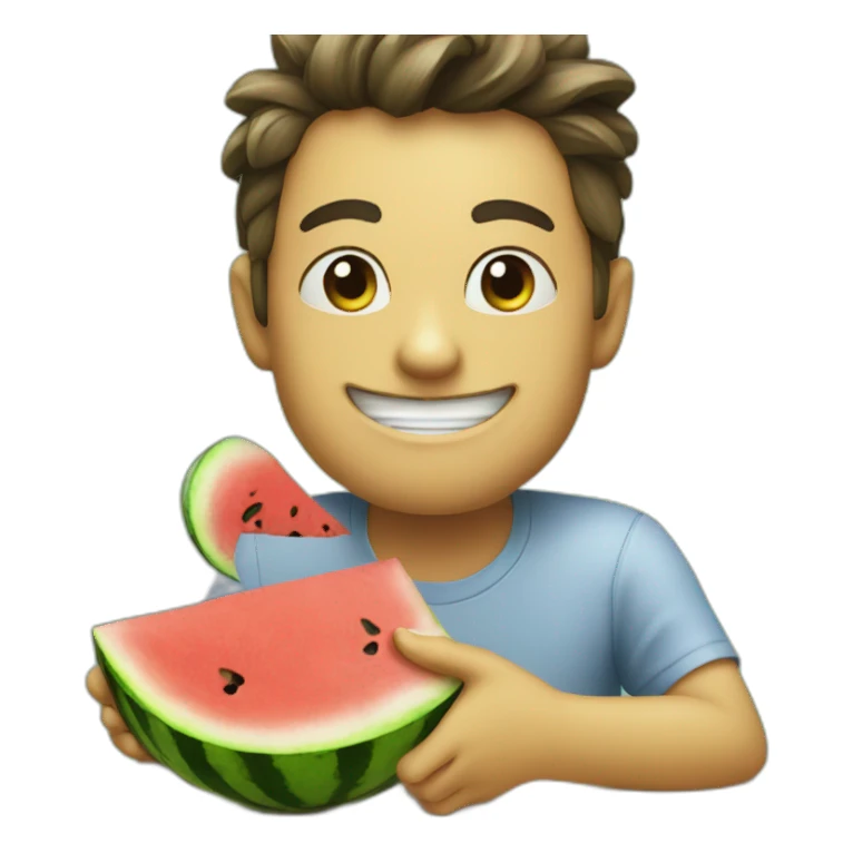 smirking emoji eating watermelon sticker