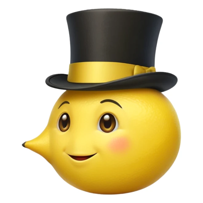 A bright lemon wearing a tiny top hat tilted to the side.






























 sticker