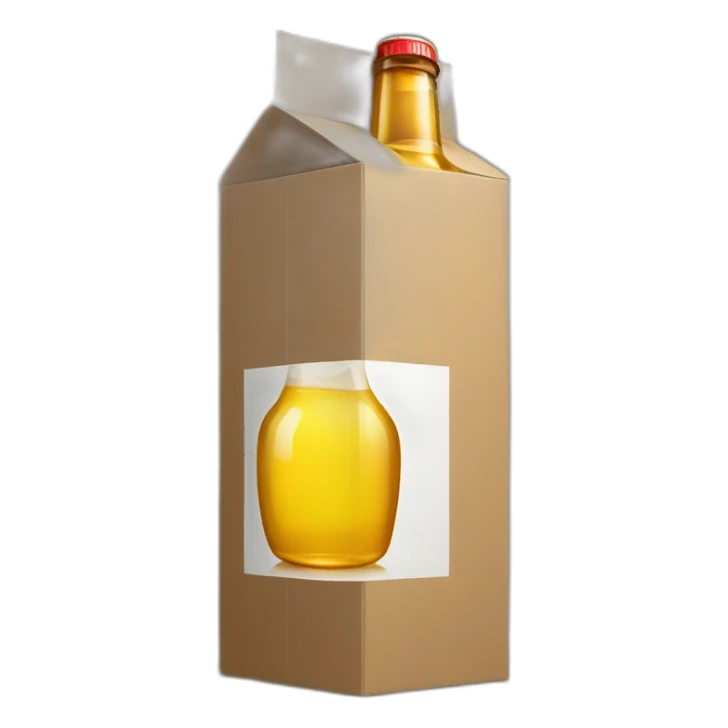 bottle of alcoholinside the box sticker