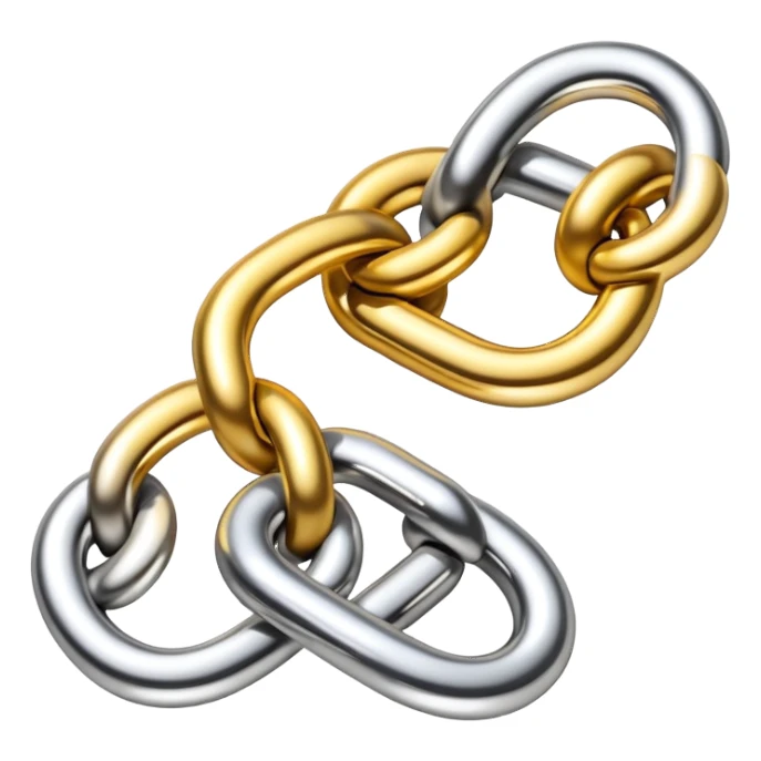Two interlocking chain links, one gold and one silver, representing the connection and stacking of habits sticker