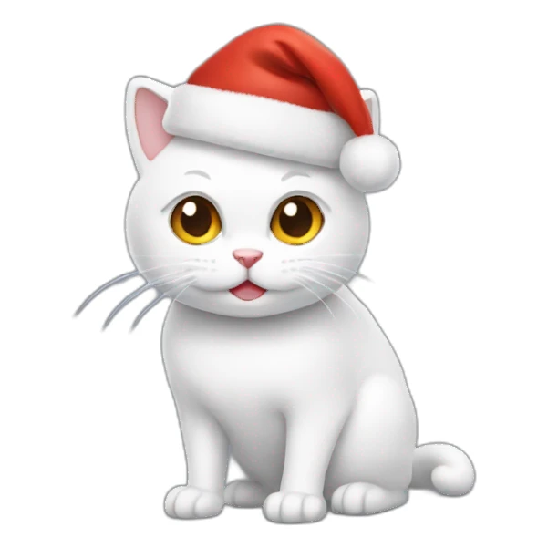 white cat with christmas hat sticker