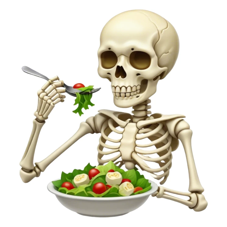 Skeleton eating salad sticker