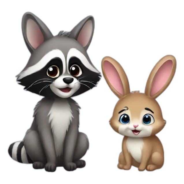 racoon and bunny sticker