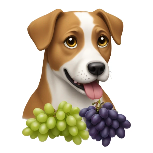 dog eating grapes sticker