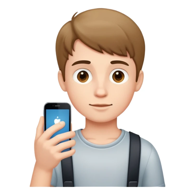 A boy with mobile  sticker