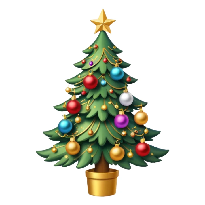 Christmas tree cute golden sticker