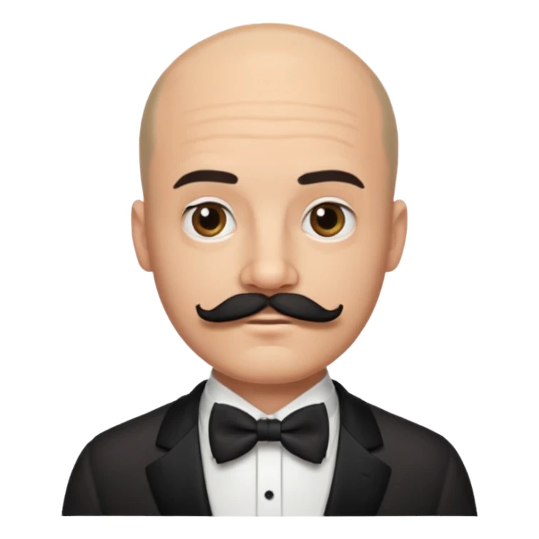 Bald guy with thick black mustache & bow tie sticker