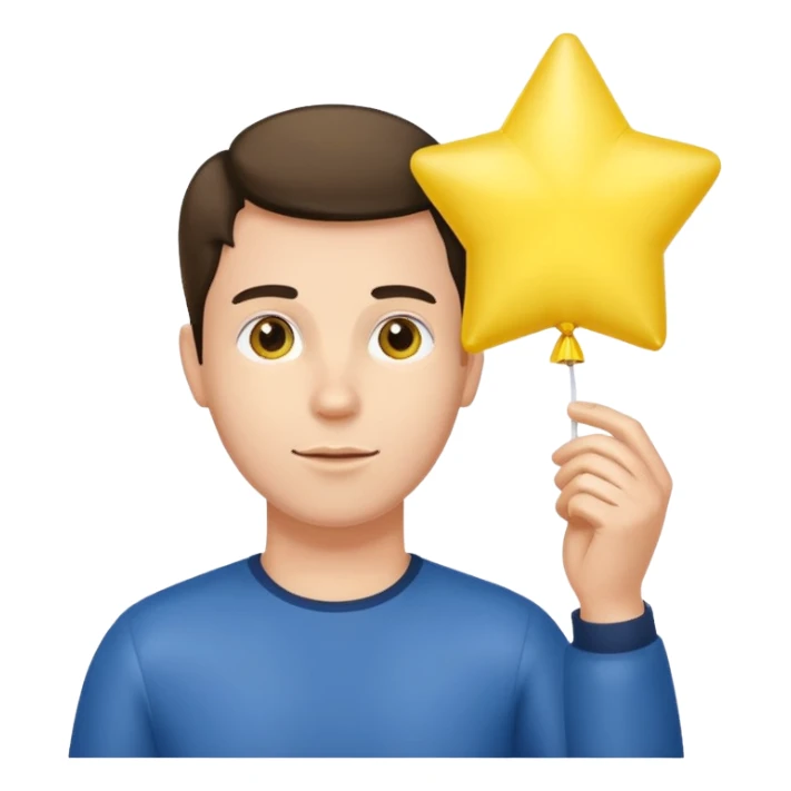man holding star yellow balloon  sticker