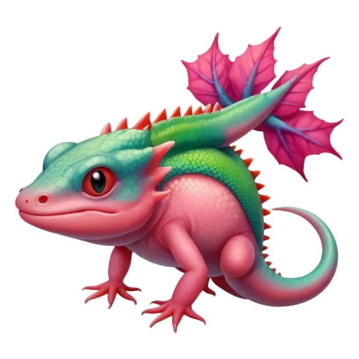 An anthropomorphic axolotl mixed with a lizard. sticker