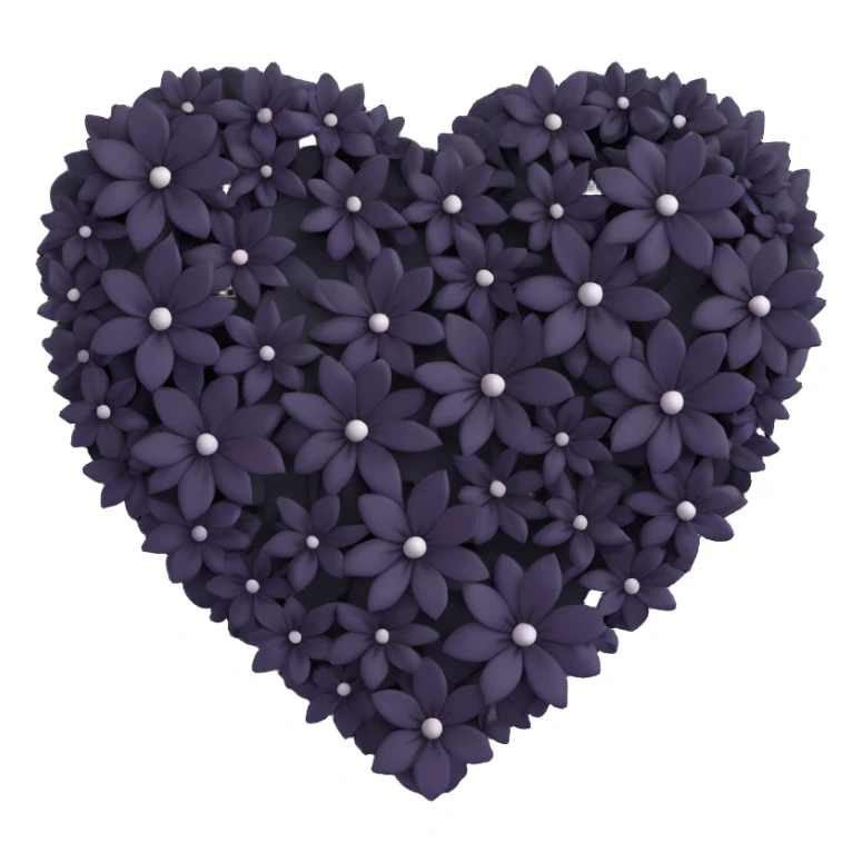 Black flower heart sticker