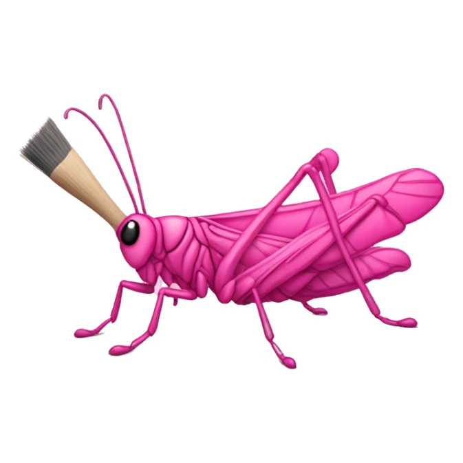 Pink grasshopper with paintbrush sticker