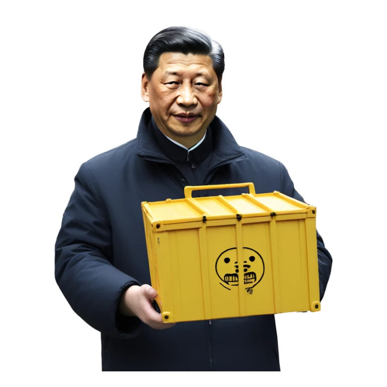 Xi Jinping holds a trade container in his hands sticker