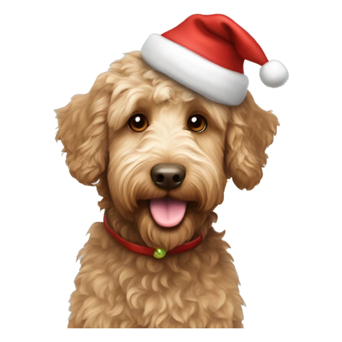 australian labradoodle with Christmas hat sticker