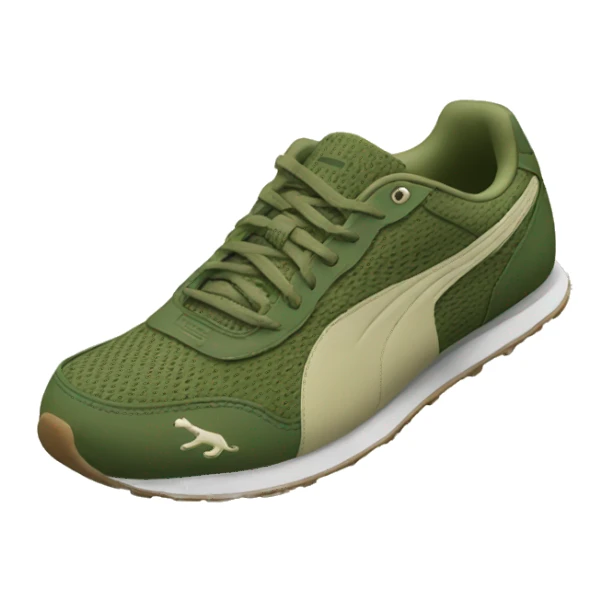 Olive green puma running shoe sticker