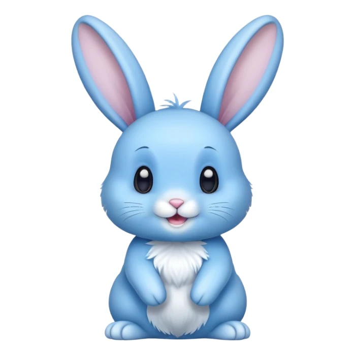 cute blue rabbit, light blue bunny rabbit, happy sticker