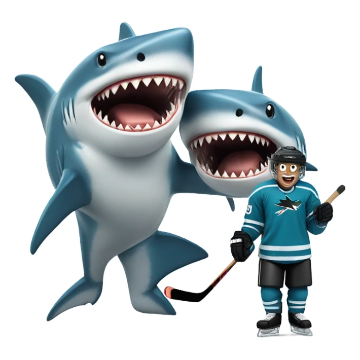Hockey player and shark sticker