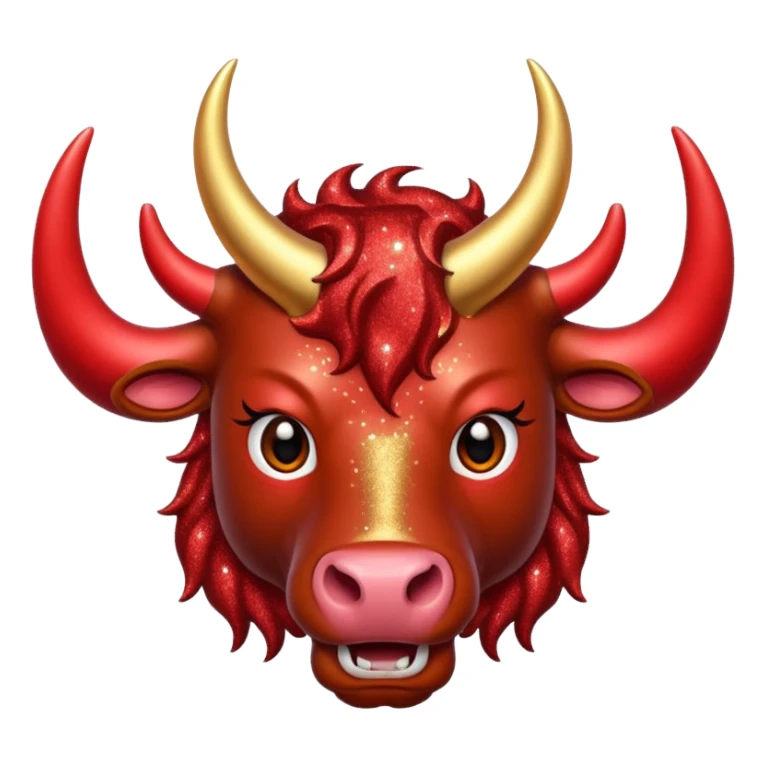 red glitter horned ox sticker