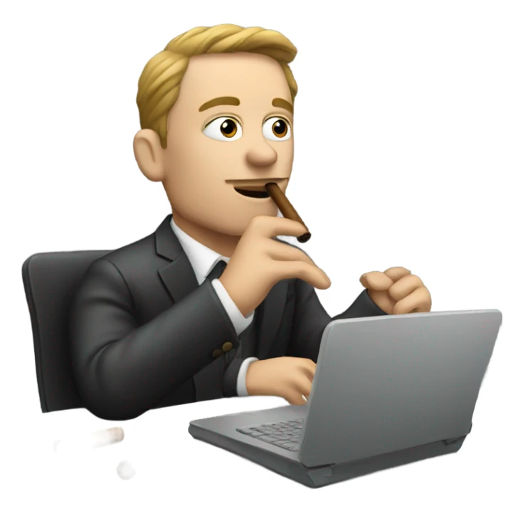 A white guy smoking a cigar playing on computer sticker