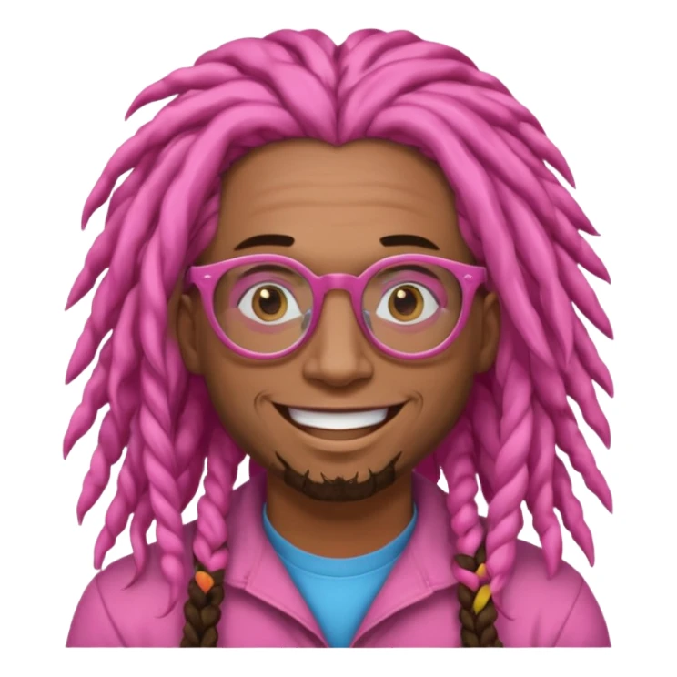 pink thick dreadlock guy with glassess sticker