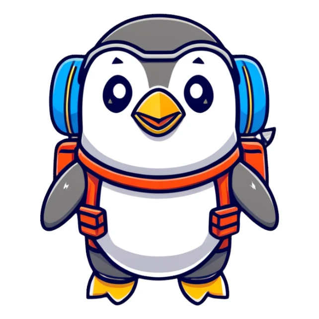 penguin with a jetpack and sunglasses sticker