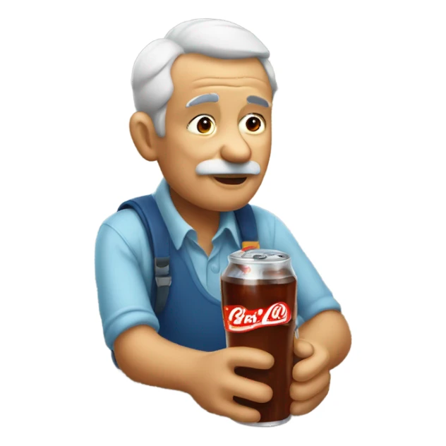 A grandfather drinking a soda. sticker