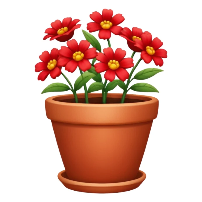 flower pot with red flowers sticker