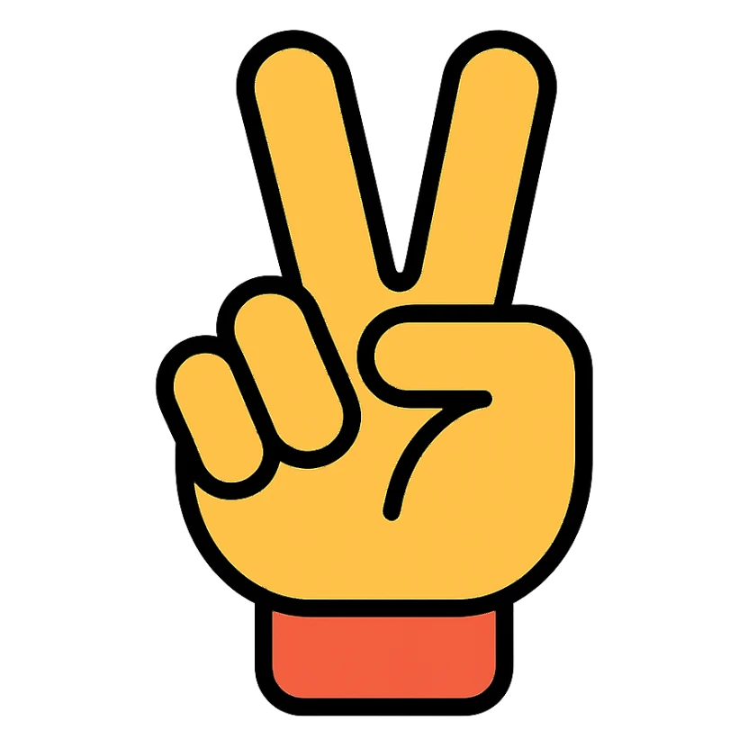 peace sign hand gesture facing down sticker