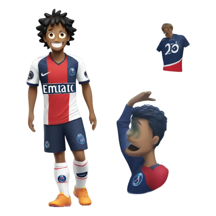 Luffy with psg jersey sticker
