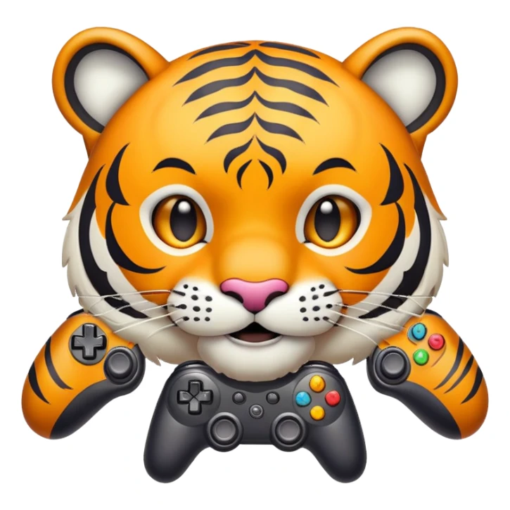 tiger face with gaming controller for Twitch emote sticker