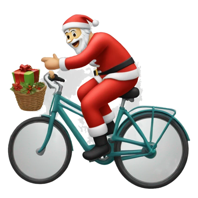Santa wheeling a bike  sticker