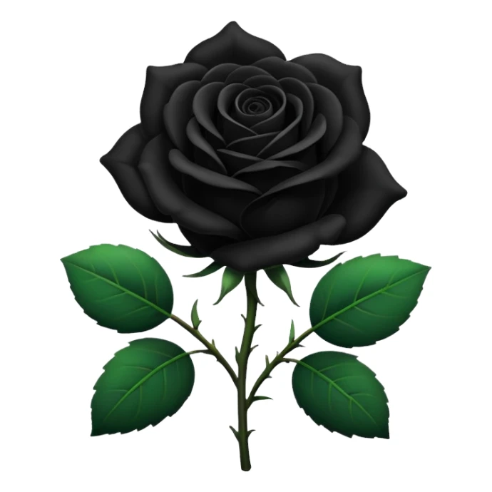 Rosa negra con hojas verdes sticker