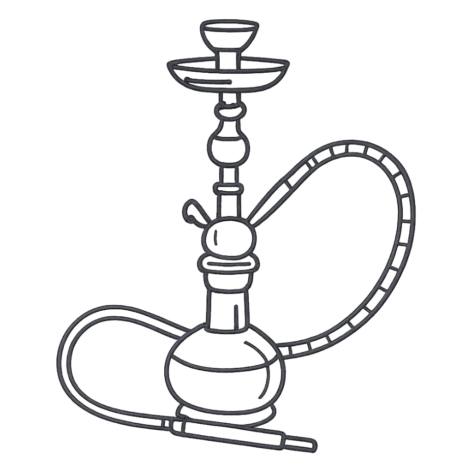 hookah, hand drawn outline style sticker