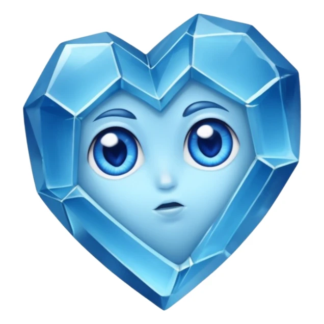 very sharp very broken broken blue gem mineral , multiple irregular chunks, very shiny with two eyes and heart shaped thousand edges sticker