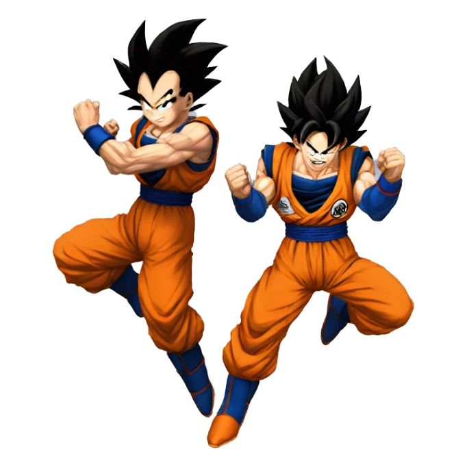 Goku doing the fusion dance with vegeta sticker