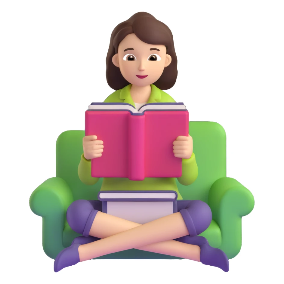 woman reading book sticker