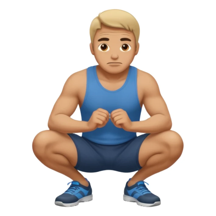 Make a normal wieght guy facing forward squatting sticker