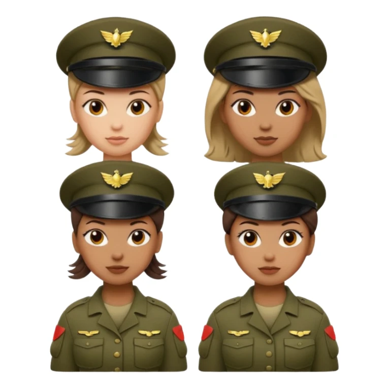 female soldier different hair style sticker