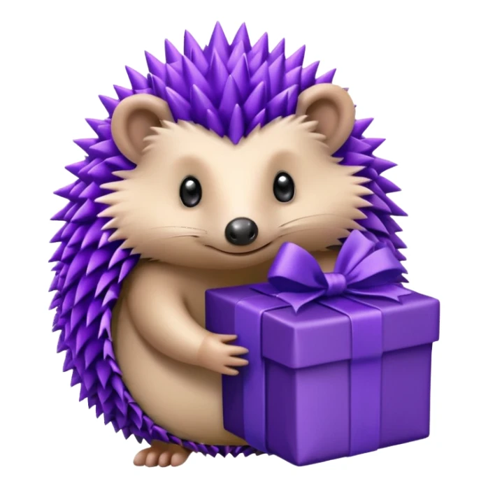 Hedgehog w purple gift sticker