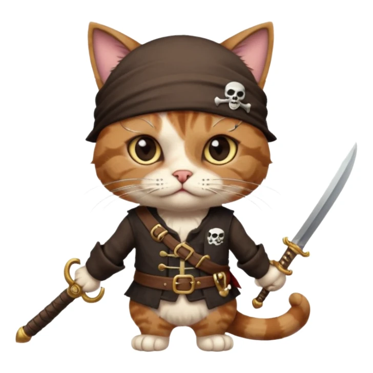 pirate cat with human body sticker