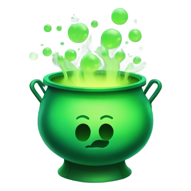 green magic cauldron with potion sticker